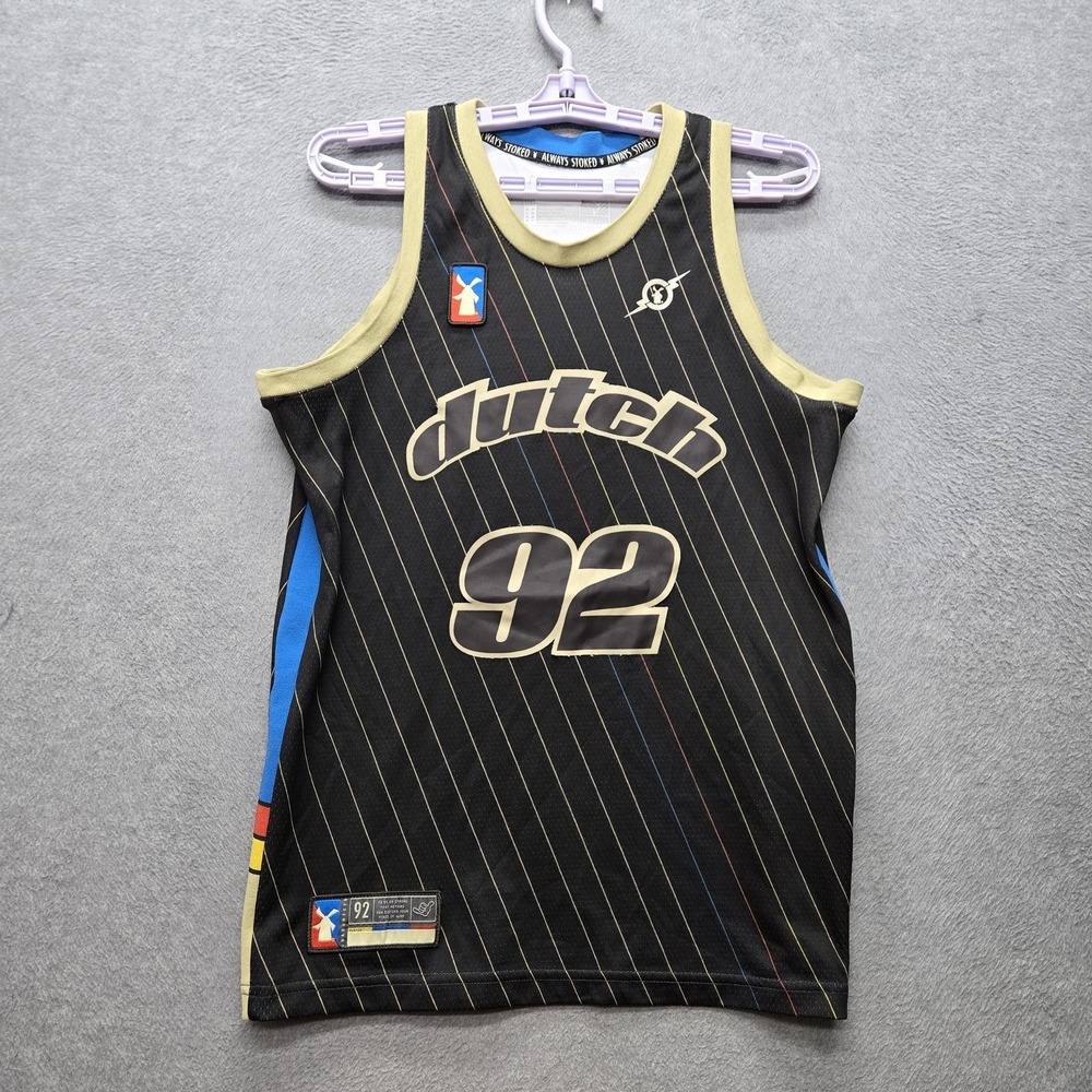 Dutch Bros Men Jersey S Black‎ Striped Number Logo Basketball